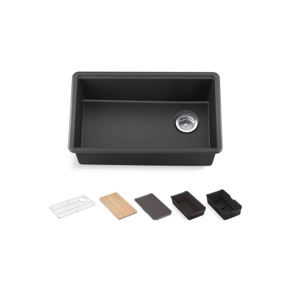 KOHLER Billings 29 in. Undermount Single-Bowl Workstation Kitchen