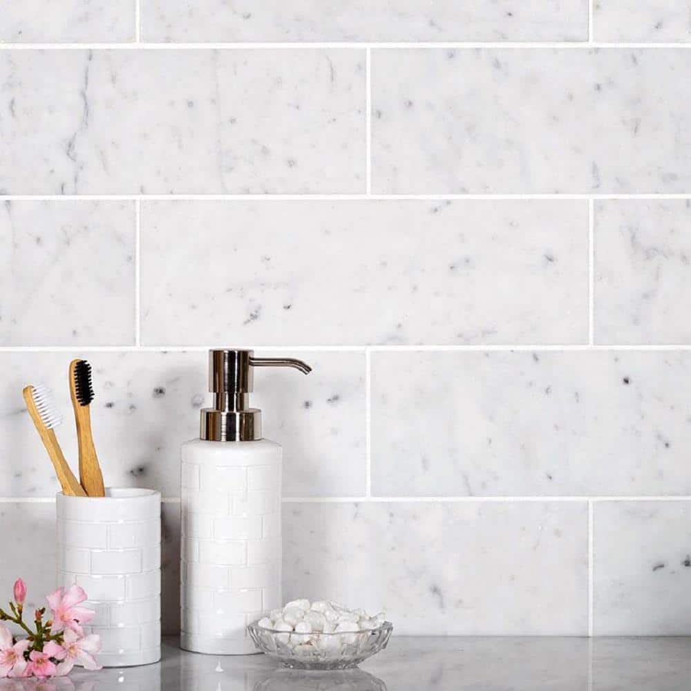 Apollo Gray and White Polished Marble 4x12 Subway Tile