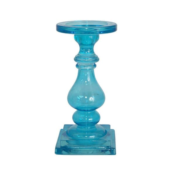 Home Decorators Collection 9.5 in. H Kayne Turquoise Candleholder