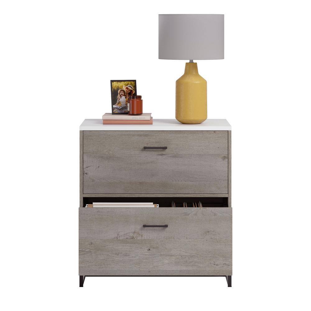 Mystic Oak 2-Drawer Lateral File Cabinet with Metal Base