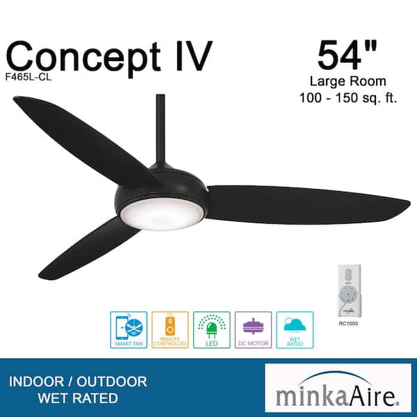 Concept IV 54 in. Integrated LED Indoor/Outdoor Coal Smart Ceiling Fan with Light and Remote Control