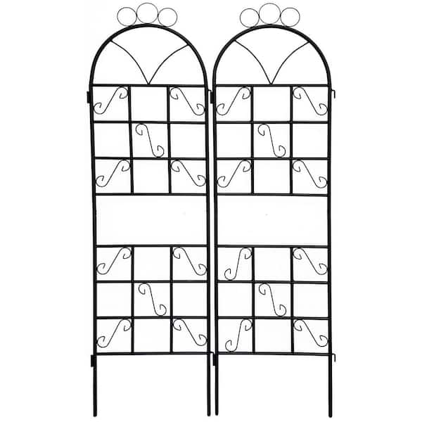 Otryad Metal Garden Trellis for Climbing Plants Outdoor Rustproof Plant Support in Black (2-Piece) (1 Set)
