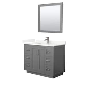 Miranda 42 in. W x 22 in. D x 33.75 in. H Single Bath Vanity in Dark Gray with Giotto Quartz Top and 34 in. Mirror