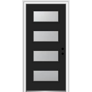 36 in. x 80 in. Celeste Left-Hand Inswing 4-Lite Frosted Painted Fiberglass Smooth Prehung Front Door 4-9/16 in. Frame