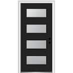 36 in. x 80 in. Celeste Left-Hand Inswing 4-Lite Frosted Glass Painted Steel Prehung Front Door on 4-9/16 in. Frame