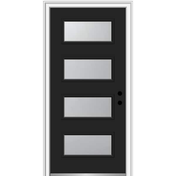 MMI Door 36 in. x 80 in. Celeste Left-Hand Inswing 4-Lite Frosted Glass Painted Steel Prehung Front Door on 4-9/16 in. Frame