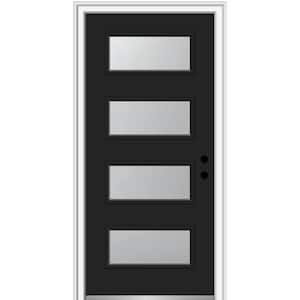 36 in. x 80 in. Celeste Left-Hand Inswing 4-Lite Frosted Glass Painted Steel Prehung Front Door on 6-9/16 in. Frame