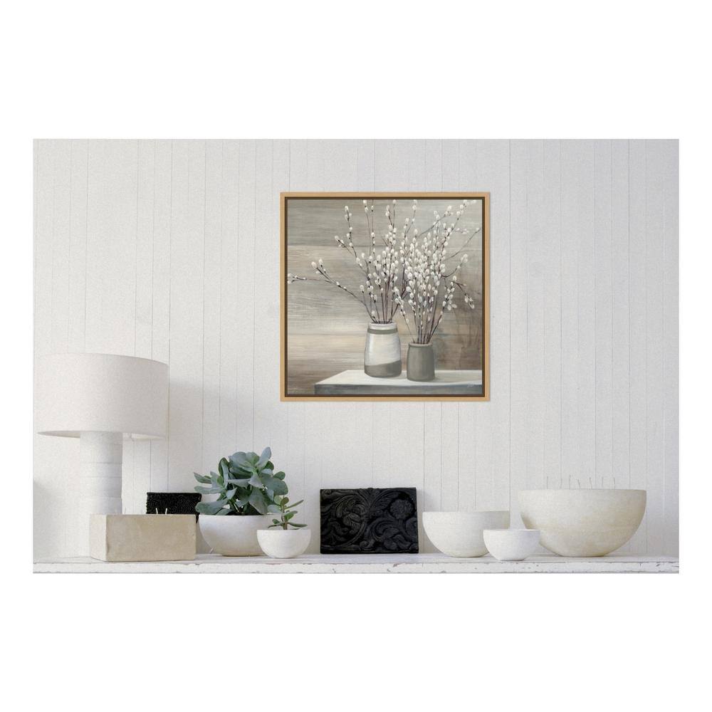 Abstract Gray and White Willow Branches Canvas Print