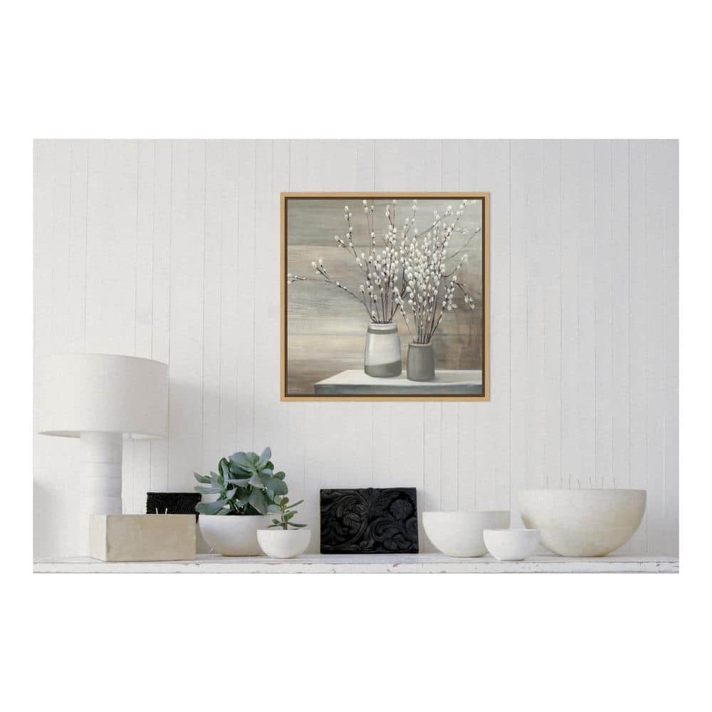 Abstract Gray and White Willow Branches Canvas Print