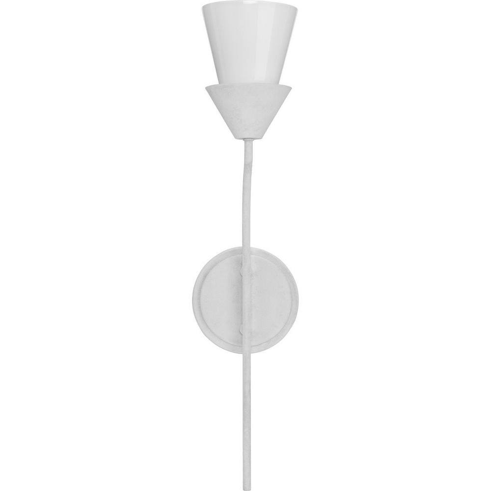 Pinellas White Plaster Dimmable Wall Bracket with Opal Glass Shade