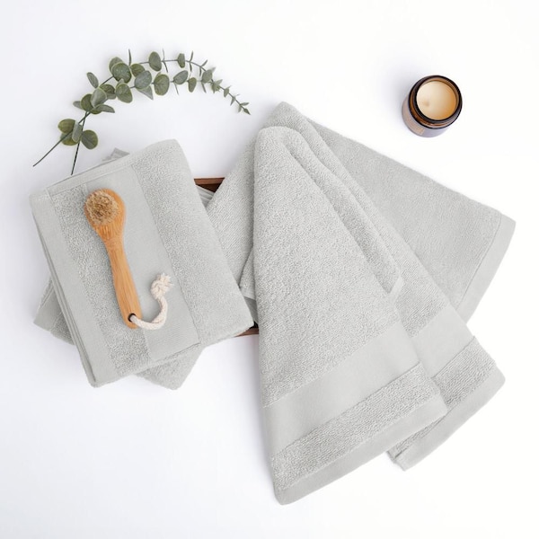 Hotel-Quality 4-Piece Light Gray Cotton Hand Towel Set