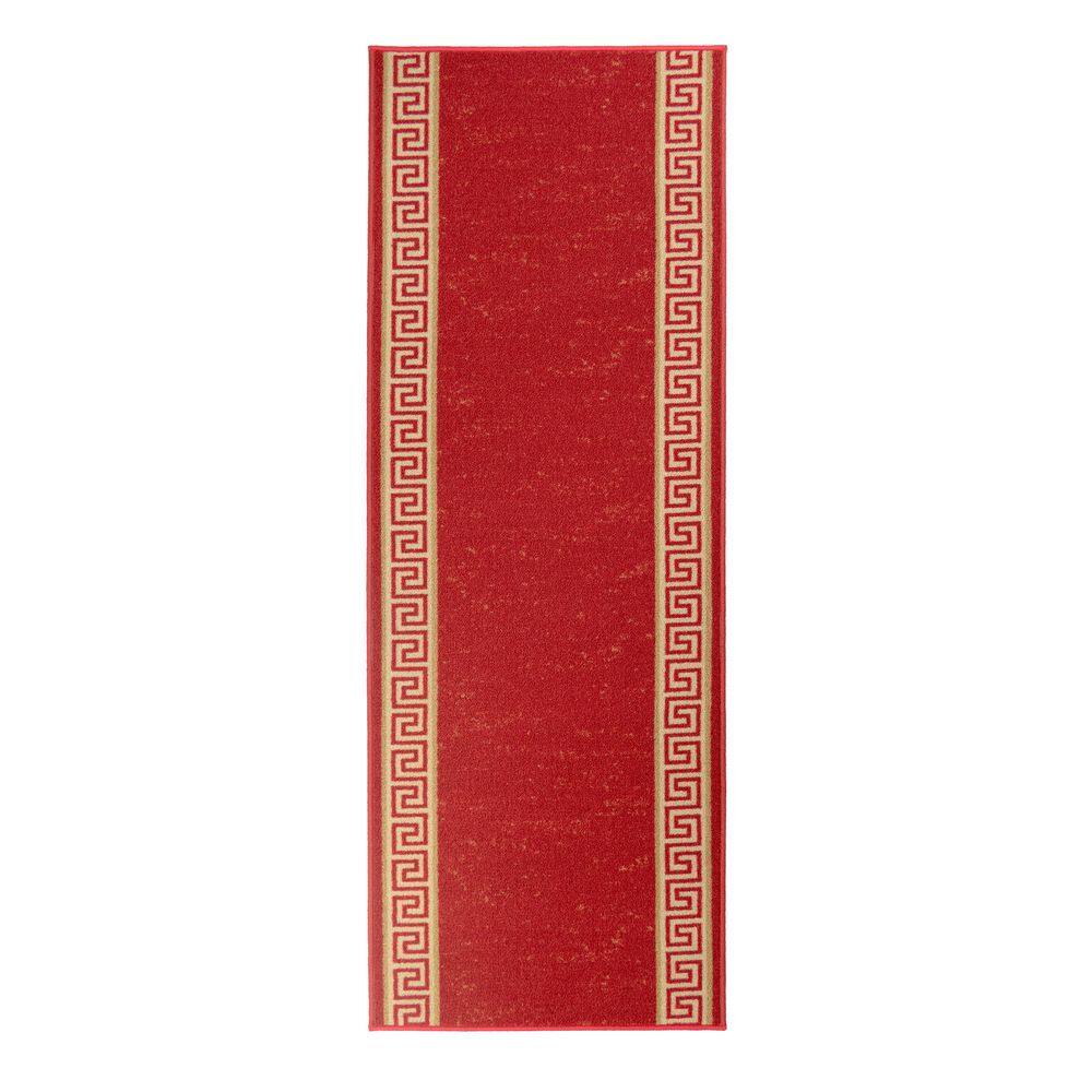 Meander Design Cut to Size Red 26 in. Width x Your Choice Length Custom Size Slip Resistant Stair Runner price history on PriceWatchPro