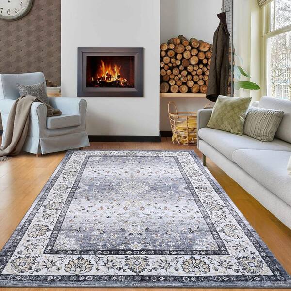 Garvee Soft Vintage Distressed Carpet Short Pile Non-slip Rug