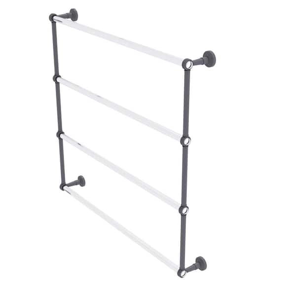 Allied Brass Pacific Beach 4-Tier 36 in. Ladder Towel Bar with Groovy Accents in Matte Gray