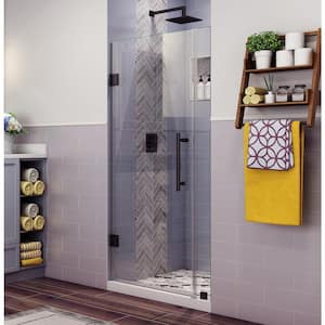 Belmore 27.25 in. to 28.25 in. x 72 in. Frameless Hinged Shower Door in Oil Rubbed Bronze