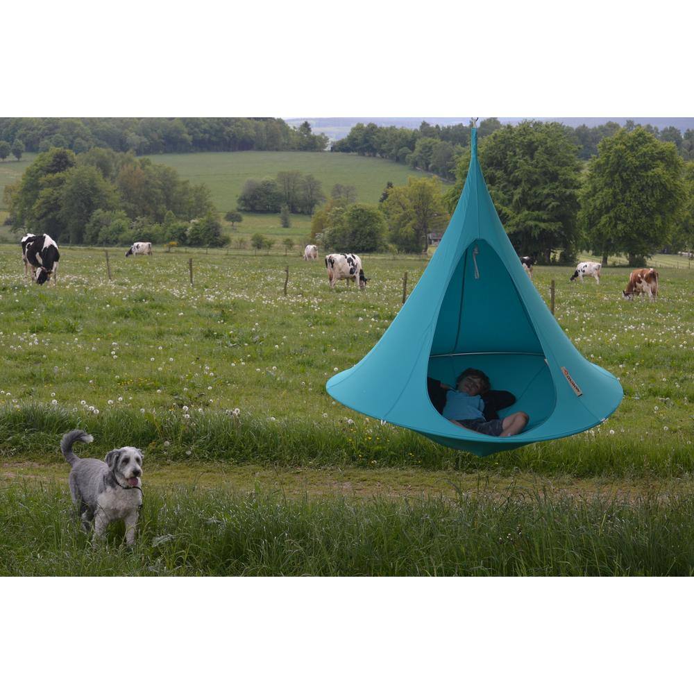 Light Blue Double Hanging Cacoon Chair with Hardware