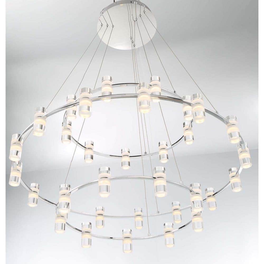Netto Chrome Three-Tier LED Chandelier with Clear Shades