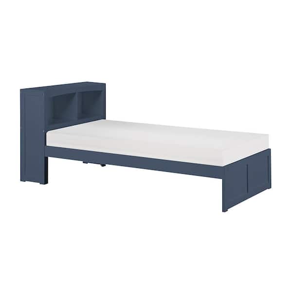 Darden Blue Wood Frame Twin Bookcase Platform Bed