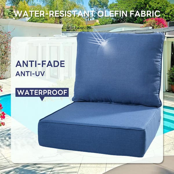 24 in. x 24 in. x 6 in. 4-Piece CushionGuard Deep Seating Outdoor Lounge Chair Replacement Cushions-BLUE