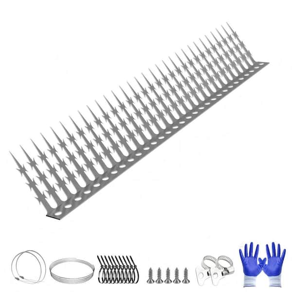 80 in. Stainless Steel Bird and Squirrel Spikes, Anti-Climb Deterrent for Fence, Tree, Wall, Roof and Drainpipes