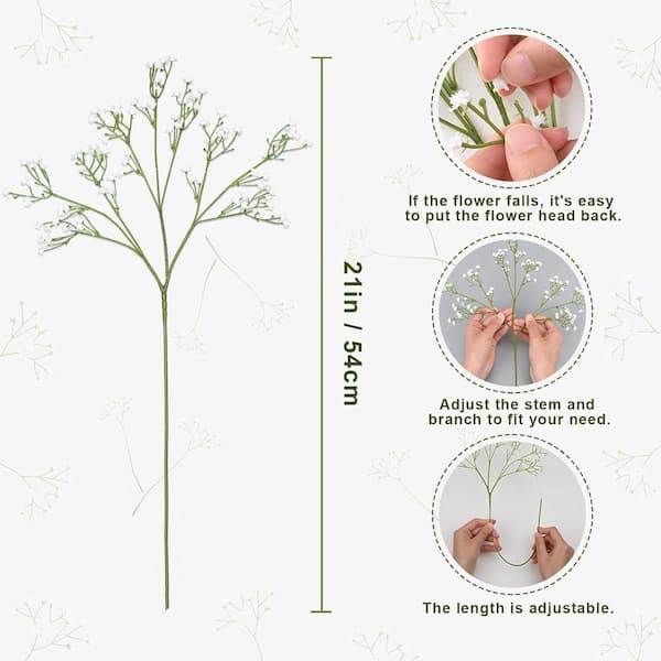 Afoxsos 21 in. White Indoor/Outdoor Artificial Baby's Breath