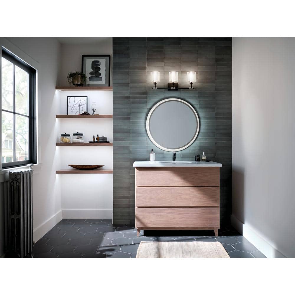 Black and Nickel 3-Light Cylinder Vanity Light