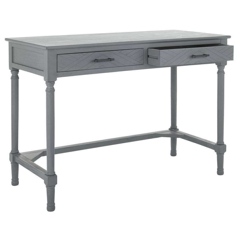 Distressed Grey Wood Writing Desk with Drawers