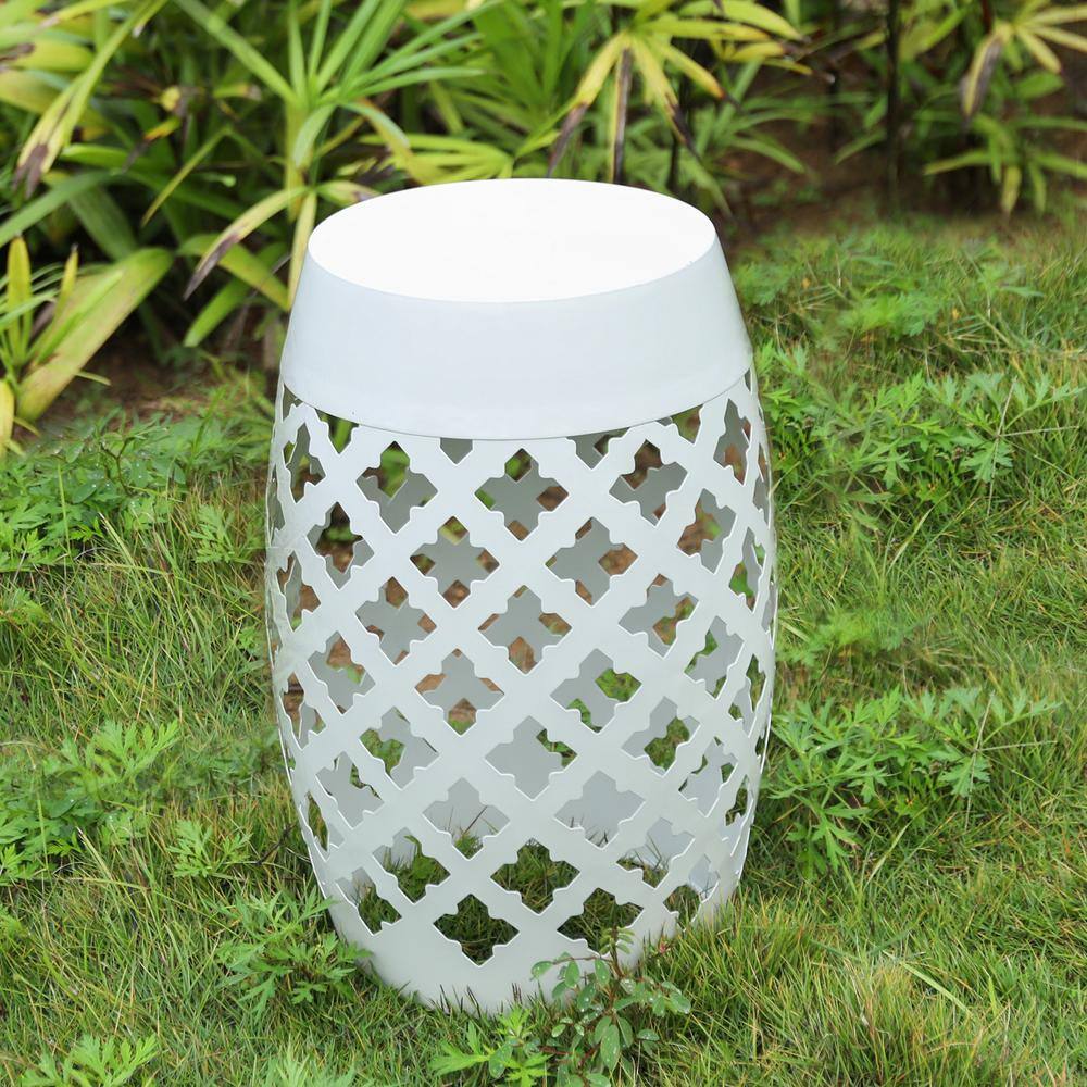 MUMTOP 10 in. H Indoor/Outdoor Metal Plant Stand, Garden Stool White B2-4430640C - The Home Depot