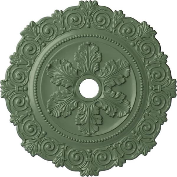 Ekena Millwork 1" x 33-1/4" x 33-1/4" Polyurethane Scroll Moulding, Hand-Painted Athenian Green
