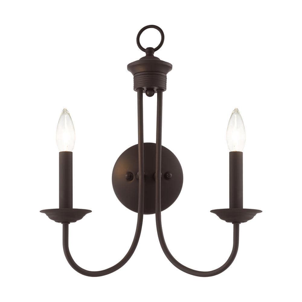 Estate Elegant Bronze 2-Light Wall Sconce with Steel Finish