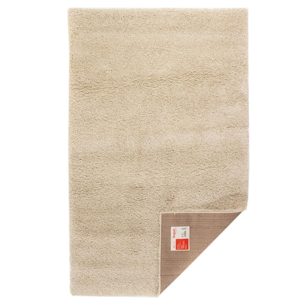 Super Area Rugs Soft and Cozy Solid Shag Beige 4 ft. x 6 ft. Area Rug