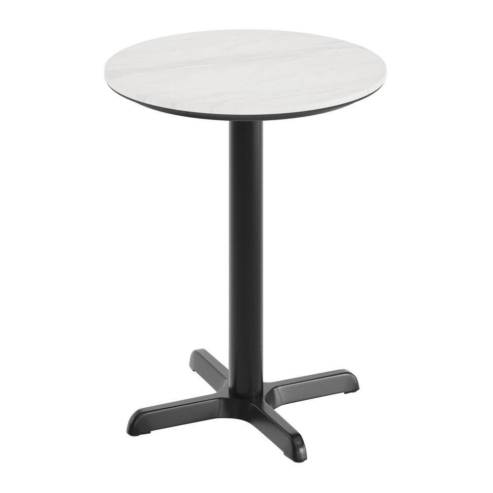 Acadia White Faux Marble/Black Base Wood with TopGuard HPL Technology 23.5 in. Trestle Base Dining Table Seats 2 price history on PriceWatchPro