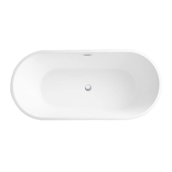 DEERVALLEY Ally 67 in. x 32 in. Freestanding Soaking Acrylic Bathtub in White with Overflow Drain
