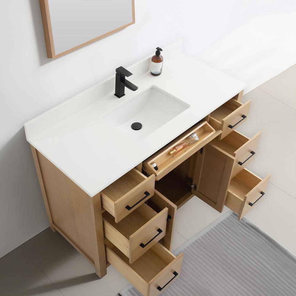 Jacklyn 49" White Oak Freestanding Bath Vanity with Ceramic Basin