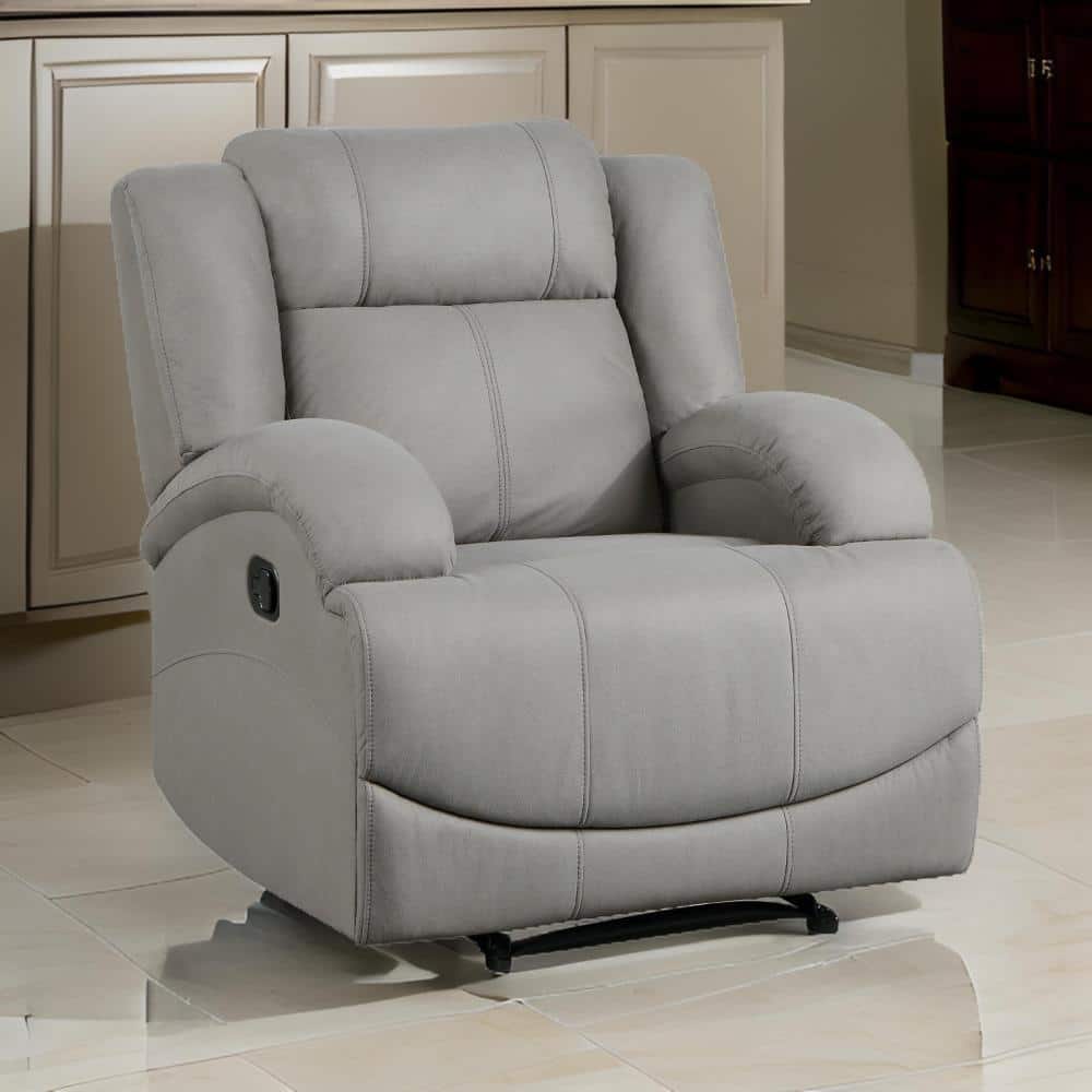 Gray Microfiber Manual Recliner with Cushions and Solid Wood price history on PriceWatchPro