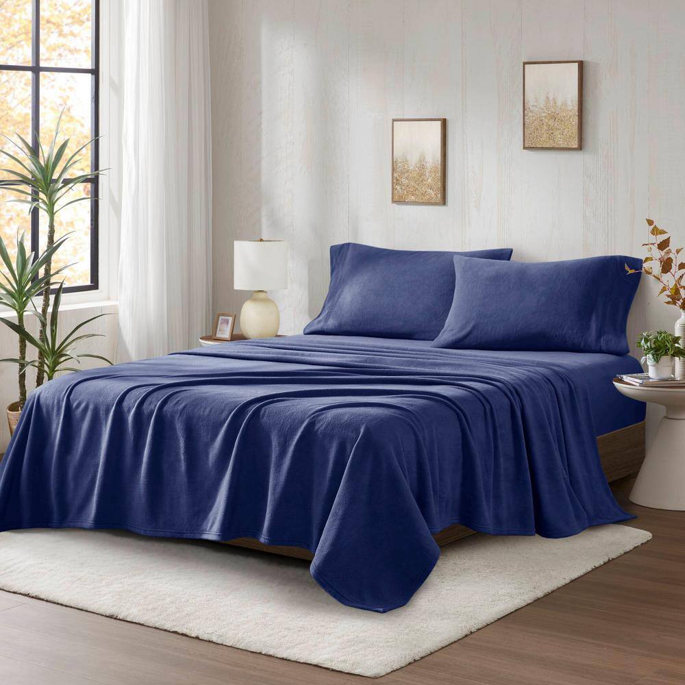 Navy Full Micro Fleece Sheet Set with Pillowcases