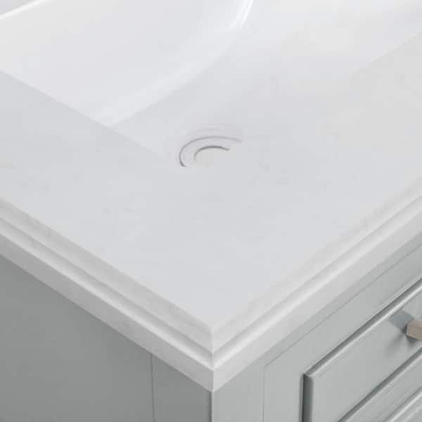 Home Decorators Collection Melpark 30 in. Single Sink Dove Gray Bath Vanity  with White Engineered Marble Top (Assembled) Melpark 30G