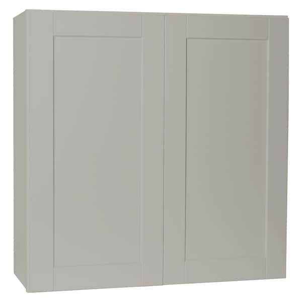 Hampton Bay Shaker 36 in. W x 12 in. D x 30 in. H Assembled Wall Kitchen Cabinet in Dove Gray