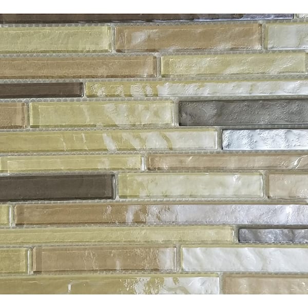 Southwestern Brown 12 in. x 12 in. Linear Textured Glass Mosaic Wall and Pool Tile (1 sq.ft./Case)