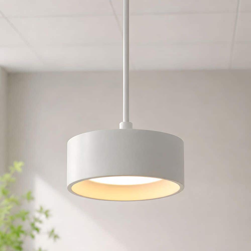 Modern 8-Watt 1-Light White Drum Integrated LED Mini Pendant Light with Aluminum Shade price history on PriceWatchPro