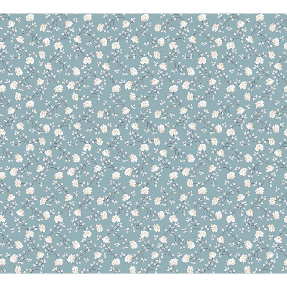 Spring Blossom Collection Petite Floral Vine Blue/White Matte Finish Non-Pa