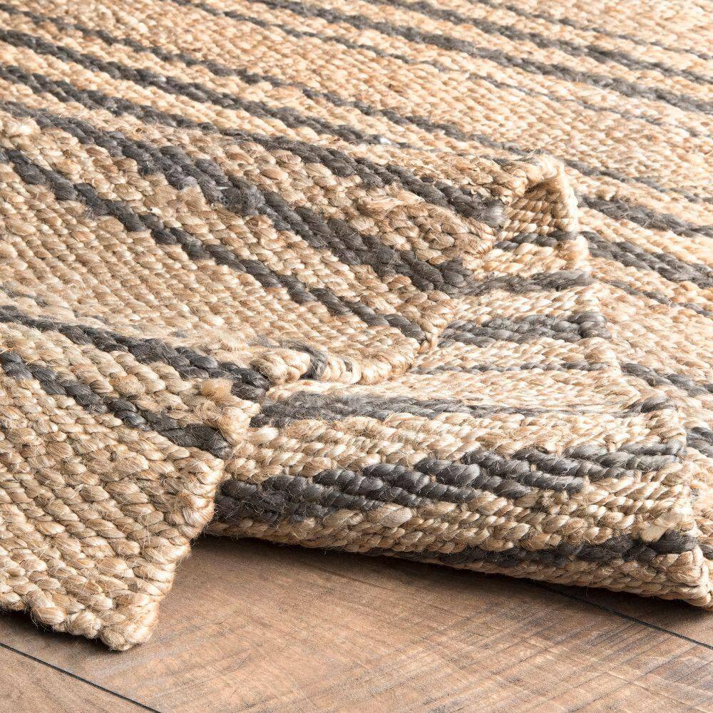 Sandy Natural Striped Jute Handmade Area Rug 3' x 5'