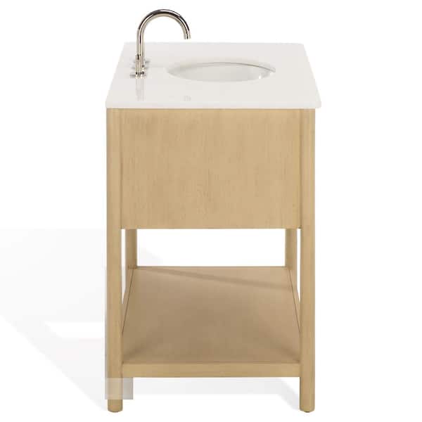 Petrabecca 36 in. Single Sink Light Oak Bath Vanity with White Marble Top