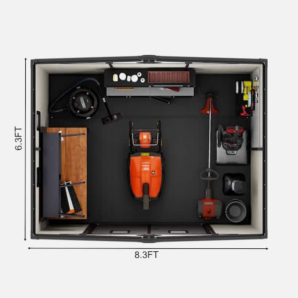 8 ft. x 6 ft. Resin Storage Shed with Skylight Windows, Ventilation, Lockable Doors and Floor Included (48 sq. ft.)