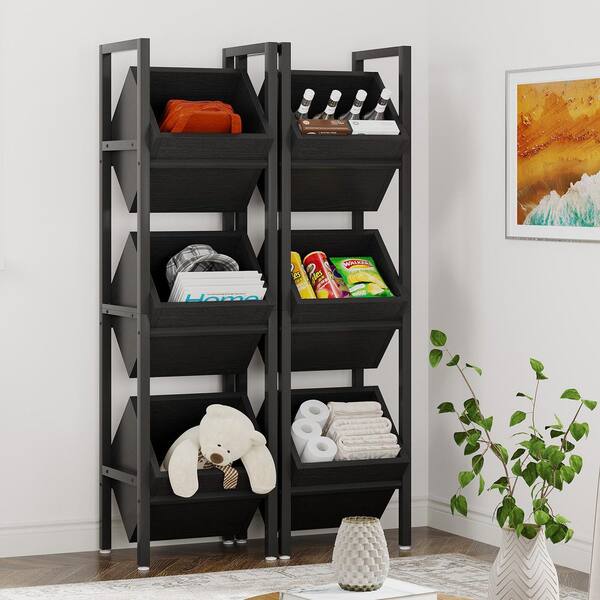 BYBLIGHT 1 Piece 3-Tier Black Fruit Vegetable Storage Basket Stand