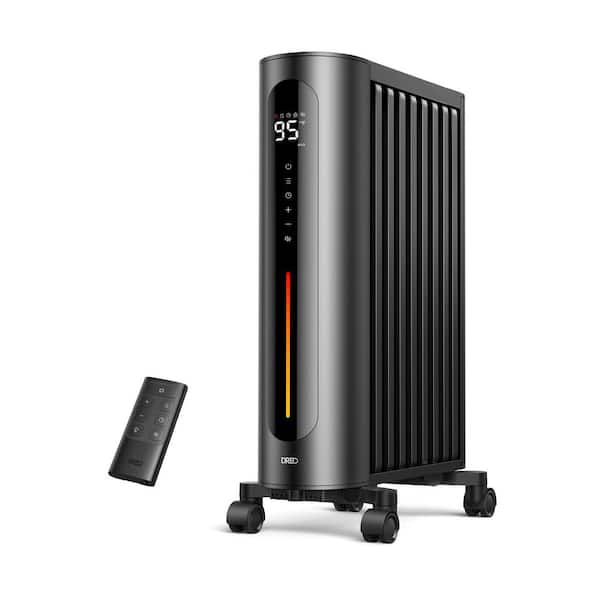 1500W 26.65" Portable Space Oil Filled with Remote Control, Overheat and Tip-Over Protection in Black