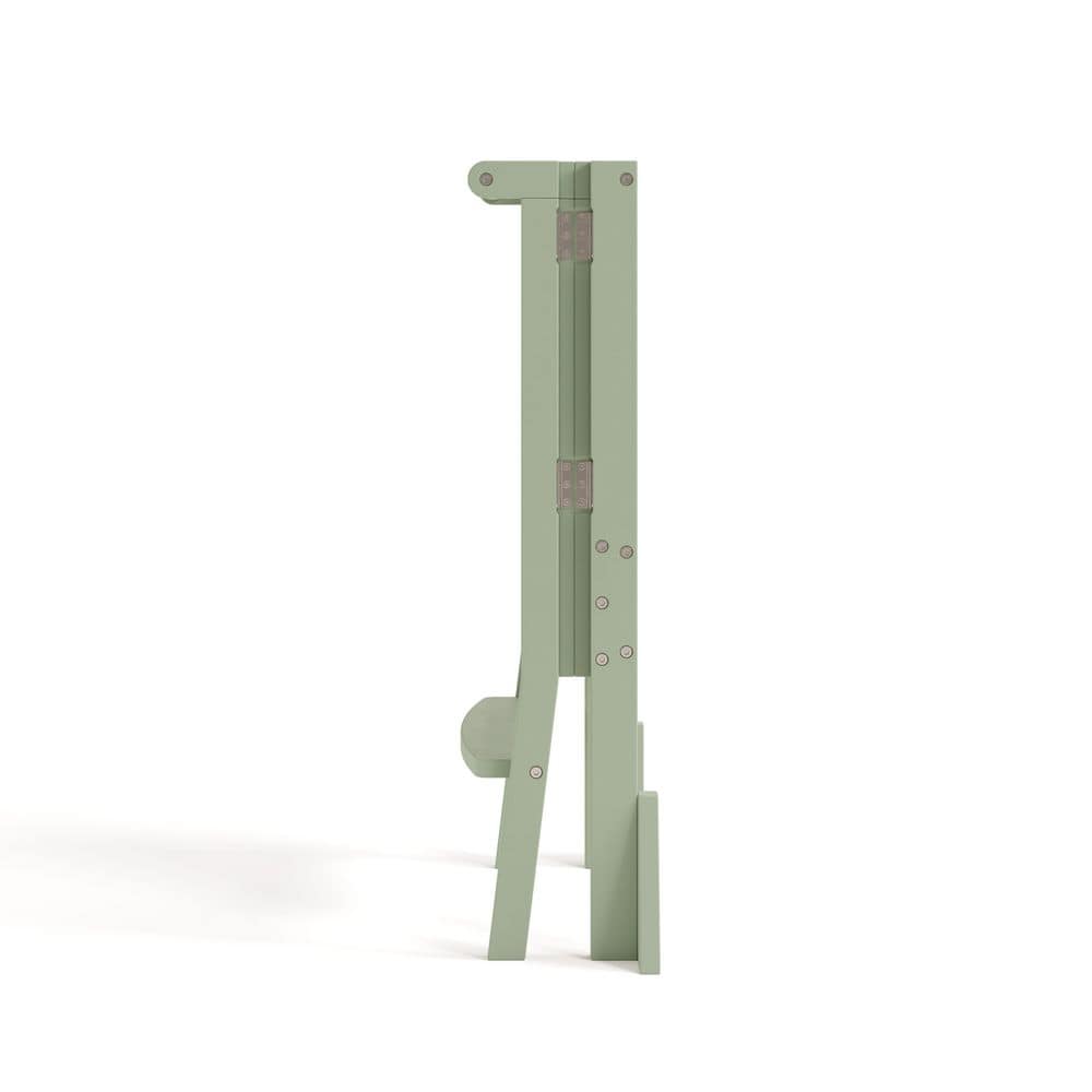 Sage and Driftwood Foldable Solid Wood Toddler Step Stool
