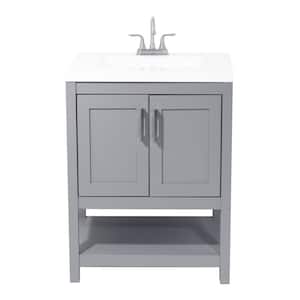 Tufino 25 in. Bath Vanity in Grey with Cultured Marble Vanity Top in White with White Basin
