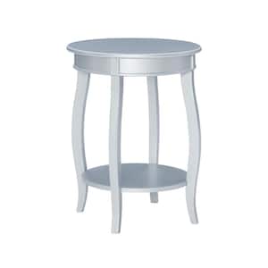Justine Silver 18.5" Round Wood Side Table with Shelf