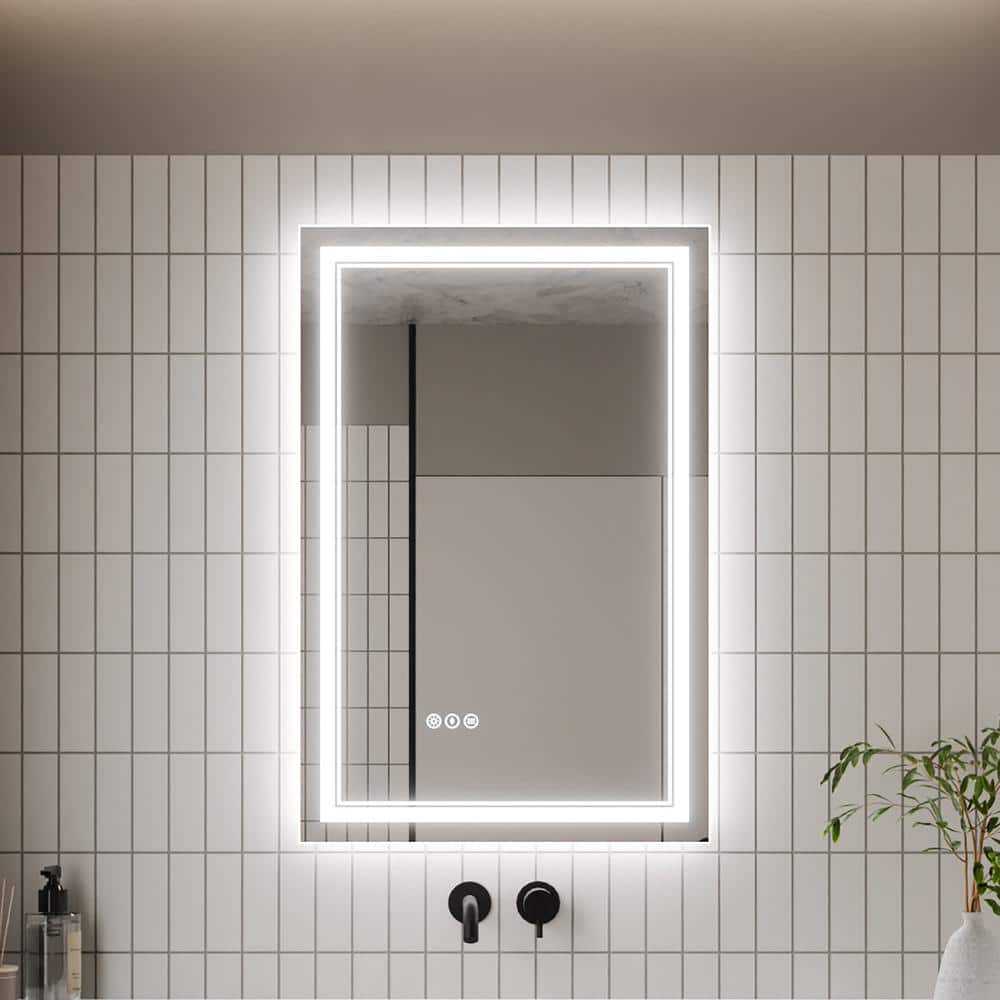 24 in. W x 36 in. H LED Rectangular Glass Frameless Anti-Fog Wall Mounted Bathroom Vanity Mirror in White price history on PriceWatchPro